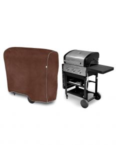 Copertura per barbecue da giardino L, ovale, marrone (110 x 101-120 x 60 cm)
