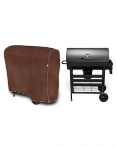 Copertura per barbecue da giardino M, cilindrica, marrone (90 x 90-100 x 50 cm)