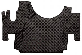Tappetini in ecopelle Q per RENAULT T (dal 01.2014) - tunnel alto - Nero/rosso