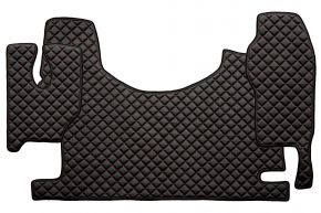 Tappetini in ecopelle Q per MERCEDES ACTROS MP 3 (01.2007-12.2010) - tunnel alto - Nero/rosso