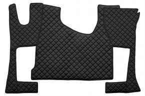 Tappetini in ecopelle Q per MERCEDES ACTROS MP 4 (01.2011-12.2018) - cabina stretta (230 cm) - vano portaoggetti più grande - Nero