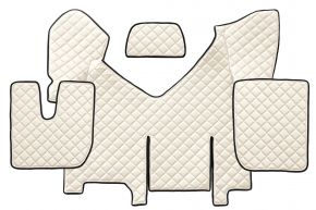 Tappetini in ecopelle Q per IVECO STRALIS HI-WAY (01.2013-12.2016) - automatico - versione con frigorifero - Beige chiaro