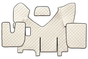 Tappetini in ecopelle Q per IVECO STRALIS HI-WAY (01.2013-12.2016) - manuale - versione con frigorifero - Beige chiaro