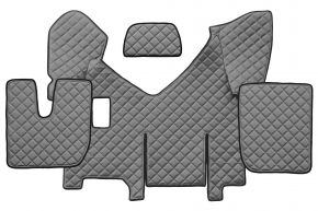 Tappetini in ecopelle Q per IVECO STRALIS HI-WAY (01.2013-12.2016) - manuale - versione con frigorifero - Grigio