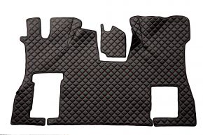Tappetini in ecopelle Q per SCANIA S NEXTGEN (dal 01.2017) - pavimento piatto - sedile passeggero ribaltabile - Nero/rosso