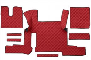 Tappetini in ecopelle Q per MAN TGX (01.2018-03.2020) - automatico - due cassetti - Rosso