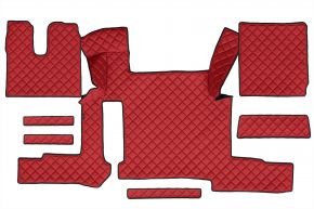 Tappetini in ecopelle Q per MAN TGX (01.2018-03.2020) - manuale - due cassetti - Rosso