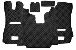 Tappetini in ecopelle Q per SCANIA R (01.2011-12.2016) - automatico - sedili RECARO - sedile passeggero ribaltabile - Nero