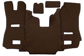 Tappetini in ecopelle Q per SCANIA R (01.2011-12.2016) - automatico - sedili RECARO - sedile passeggero ribaltabile - Marrone