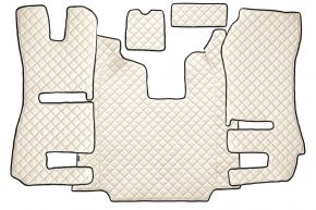 Tappetini in ecopelle Q per SCANIA R (01.2011-12.2016) - automatico - sedili RECARO - sedile passeggero ribaltabile - Beige chiaro