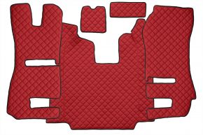 Tappetini in ecopelle Q per SCANIA R (01.2011-12.2016) - automatico - sedili RECARO - sedile passeggero ribaltabile - Rosso