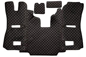Tappetini in ecopelle Q per SCANIA R (01.2011-12.2016) - automatico - sedili RECARO - sedile passeggero pneumatico - Nero/rosso