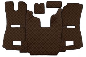 Tappetini in ecopelle Q per SCANIA R (01.2011-12.2016) - automatico - sedili RECARO - sedile passeggero pneumatico - Marrone