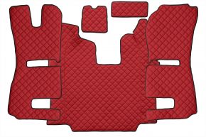 Tappetini in ecopelle Q per SCANIA R (01.2011-12.2016) - automatico - sedili RECARO - sedile passeggero pneumatico - Rosso
