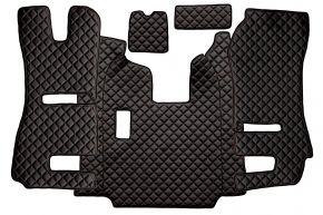 Tappetini in ecopelle Q per SCANIA R (01.2011-12.2016) - sedili RECARO - sedile passeggero ribaltabile - manuale - Nero/rosso