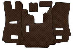 Tappetini in ecopelle Q per SCANIA R (01.2011-12.2016) - sedili RECARO - sedile passeggero ribaltabile - manuale - Marrone
