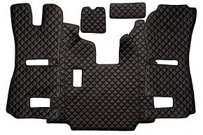 Tappetini in ecopelle Q per SCANIA R (01.2011-12.2016) - manuale - sedili RECARO - sedile passeggero pneumatico - Nero/rosso
