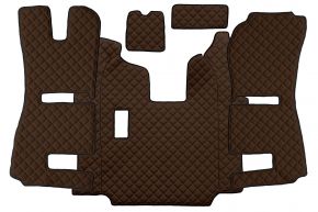 Tappetini in ecopelle Q per SCANIA R (01.2011-12.2016) - manuale - sedili RECARO - sedile passeggero pneumatico - Marrone