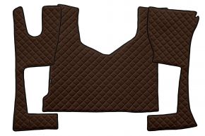 Tappetini in ecopelle Q per MERCEDES ACTROS MP 4 (01.2011-12.2018) - cabina stretta (230 cm) - vano portaoggetti più piccolo - Marrone