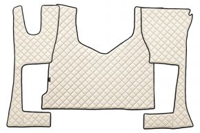 Tappetini in ecopelle Q per MERCEDES ACTROS MP 4 (01.2011-12.2018) - cabina stretta (230 cm) - vano portaoggetti più piccolo - Beige chiaro
