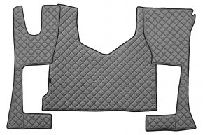 Tappetini in ecopelle Q per MERCEDES ACTROS MP 4 (01.2011-12.2018) - cabina stretta (230 cm) - vano portaoggetti più piccolo - Grigio