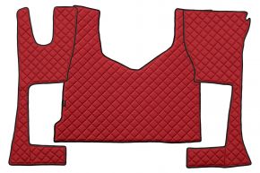 Tappetini in ecopelle Q per MERCEDES ACTROS MP 4 (01.2011-12.2018) - cabina stretta (230 cm) - vano portaoggetti più piccolo - Rosso