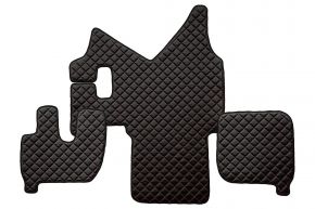 Tappetini in ecopelle Q per IVECO STRALIS (01.2002-12.2012) - manuale - Nero/rosso