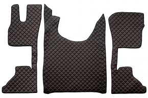 Tappetini in ecopelle Q per DAF XG (dal 10.2021) - sedile passeggero pneumatico - Nero/rosso