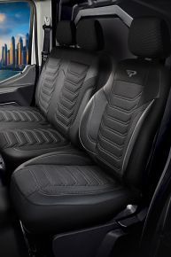 Coprisedili su misura Florida nero-grigio | Tessuto + Ecopelle | Peugeot Expert (2016–2025)