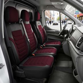 Coprisedili su misura Florida bordeaux-nero | Tessuto + Ecopelle | OPEL VIVARO B (2014-2018)