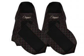 Coprisedili su misura ELEGANCE Q per SCANIA P (01.2005-12.2016) - poggiatesta integrati - neri e rossi