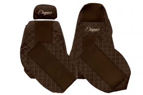 Coprisedili su misura ELEGANCE Q per SCANIA P (01.2005-12.2016) - poggiatesta passeggero regolabile - marroni