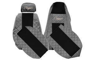 Coprisedili su misura ELEGANCE Q per SCANIA P (01.2005-12.2016) - poggiatesta passeggero regolabile - grigi