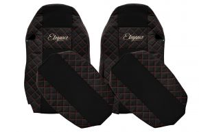 Coprisedili su misura ELEGANCE Q per MAN TGX (01.2007-03.2020) - sedili standard, non ISRI - neri e rossi