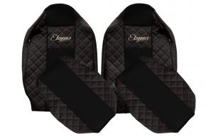 Coprisedili su misura ELEGANCE Q per RENAULT T (01.2014-04.2021) - sedile passeggero senza braccioli - neri e rossi