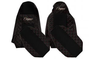 Coprisedili su misura ELEGANCE Q per SCANIA P (01.2013-12.2016) - STREAMLINE, sedili diversi - neri e rossi