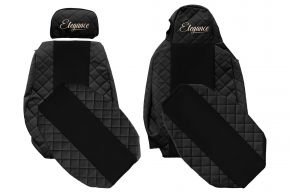 Coprisedili su misura ELEGANCE Q per SCANIA R (01.2011-12.2016) - STREAMLINE, poggiatesta diversi - neri