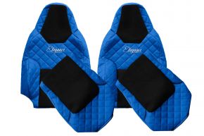 Coprisedili su misura ELEGANCE Q per MAN TGX (dal 03.2021) - cinture su entrambi i sedili - blu