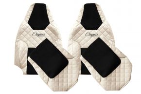 Coprisedili su misura ELEGANCE Q per MAN TGX (dal 03.2021) - cinture su entrambi i sedili - beige chiaro