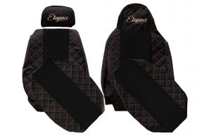 Coprisedili su misura ELEGANCE Q per SCANIA G NEXTGEN (dal 01.2017) - sedile passeggero ribaltabile - neri e rossi