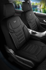 Set di coprisedili in tessuto Manavgat nero-grigio con cuciture moderne, compatibile con ALFA ROMEO 33
