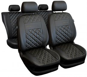 Set di coprisedili universali Perfect Line neri in ecopelle con cuciture beige – compatibili con DACIA DUSTER