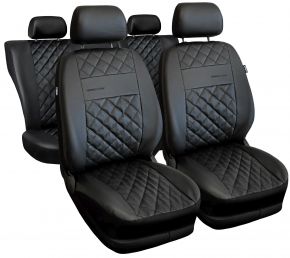 Set di coprisedili universali Perfect Line neri in ecopelle con cuciture nere – compatibili con DACIA DUSTER