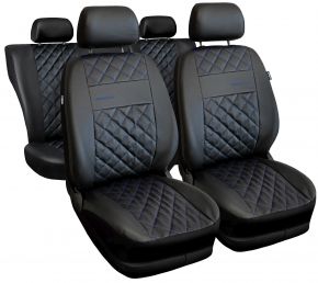 Set di coprisedili universali Perfect Line neri in ecopelle con cuciture blu – compatibili con FIAT 500L