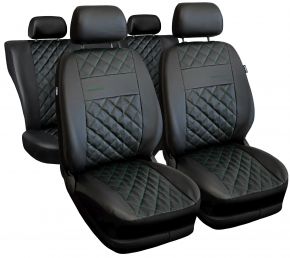 Set di coprisedili universali Perfect Line neri in ecopelle con cuciture verdi – compatibili con FIAT 500L
