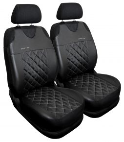 Set di 2 coprisedili universali argento in ecopelle trapuntata Perfect Line+ per sedili anteriori – compatibile con LANCIA PHEDRA