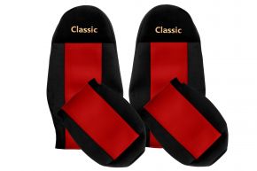 Coprisedili su misura CLASSIC per VOLVO FH 3 (01.2009-12.2012) - cinture fissate ai sedili - rossi