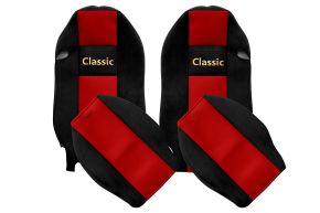 Coprisedili su misura CLASSIC per MERCEDES ACTROS MP 2 (01.2003-12.2006) - poggiatesta integrati - rossi