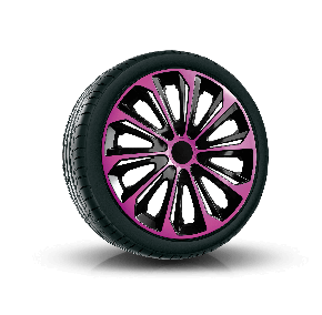 COPRICERCHI PER SKODA 14", STRONG DUOCOLOR ROSA-NERO 4 pz