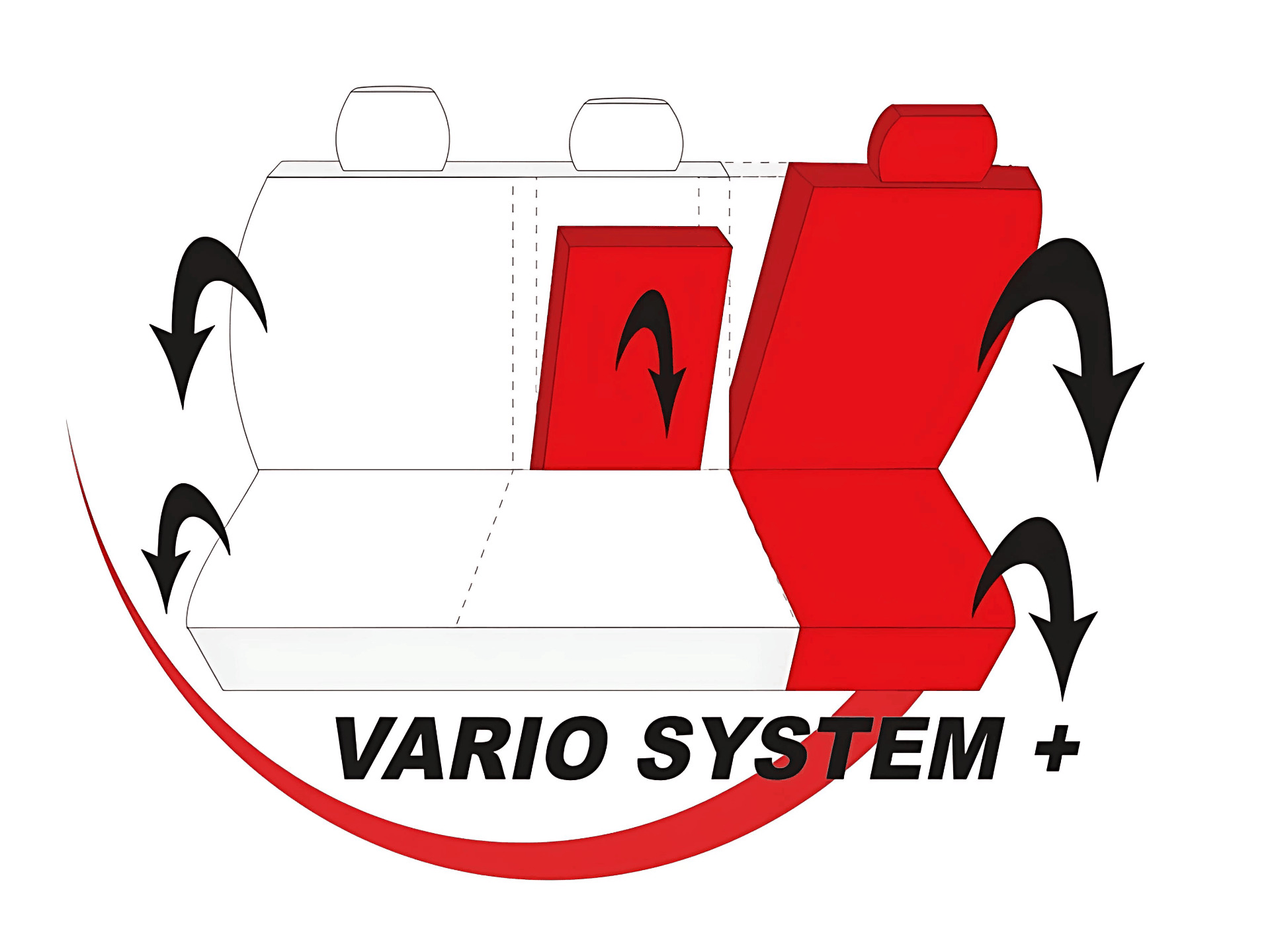 Schema di funzionamento del sistema Vario+ per sedili posteriori divisi